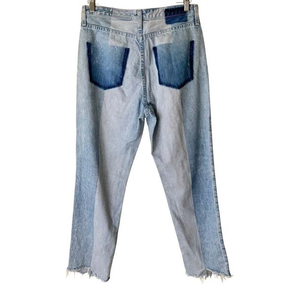 Adriano Goldschmied Women Phoebe Color Block Jeans Size 29R 29 Raw Hem Boho Blue - Picture 5 of 10